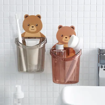 1 Pc Wall Mounted Bear Shaped Toothbrush Holder 